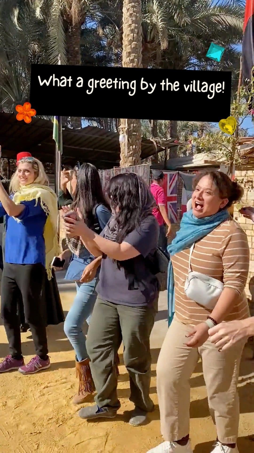 Melbourne Belly Dancing students greeted by villagers during their Cairo study trip